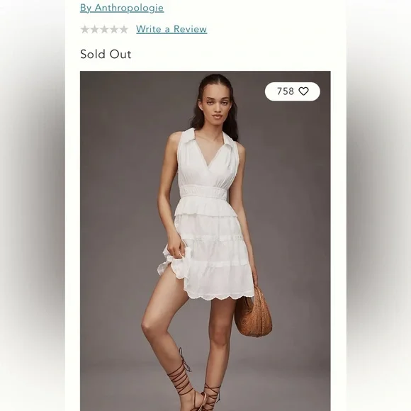 NWT Anthropologie Collared Halter Tiered Ruffled Mini Dress - Picture 4 of 11